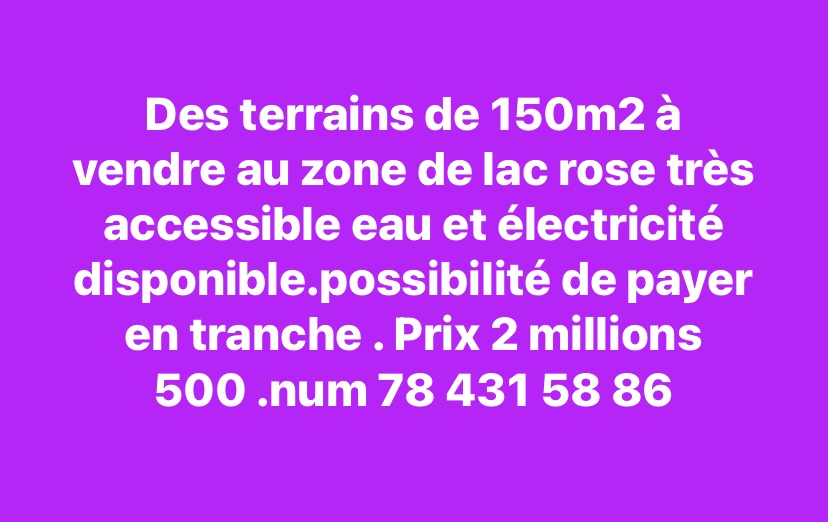 Des terrains à vendre au lac rose