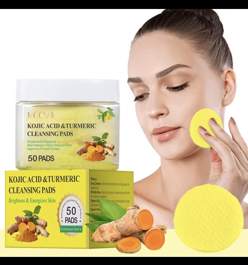 Disques Nettoyants Visage MOOYAM Acide Kojique &amp; Curcuma - Soin Purifiant - 50 Pièces